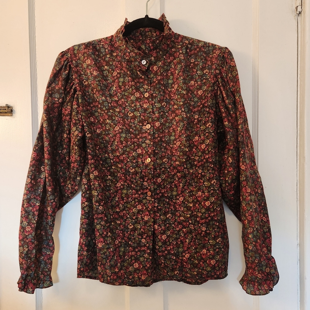 🍂80' Dark Floral Blouse🍂